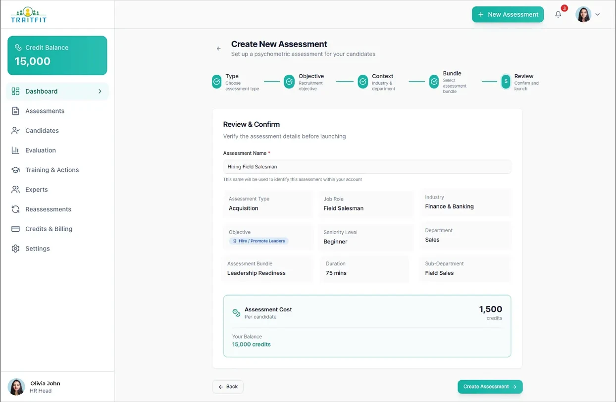 Traitfit Assessment Builder - Build Assessments in Minutes